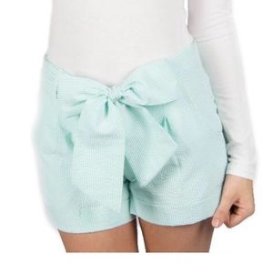 Lauren James Seersucker Bow Shorts in Mint